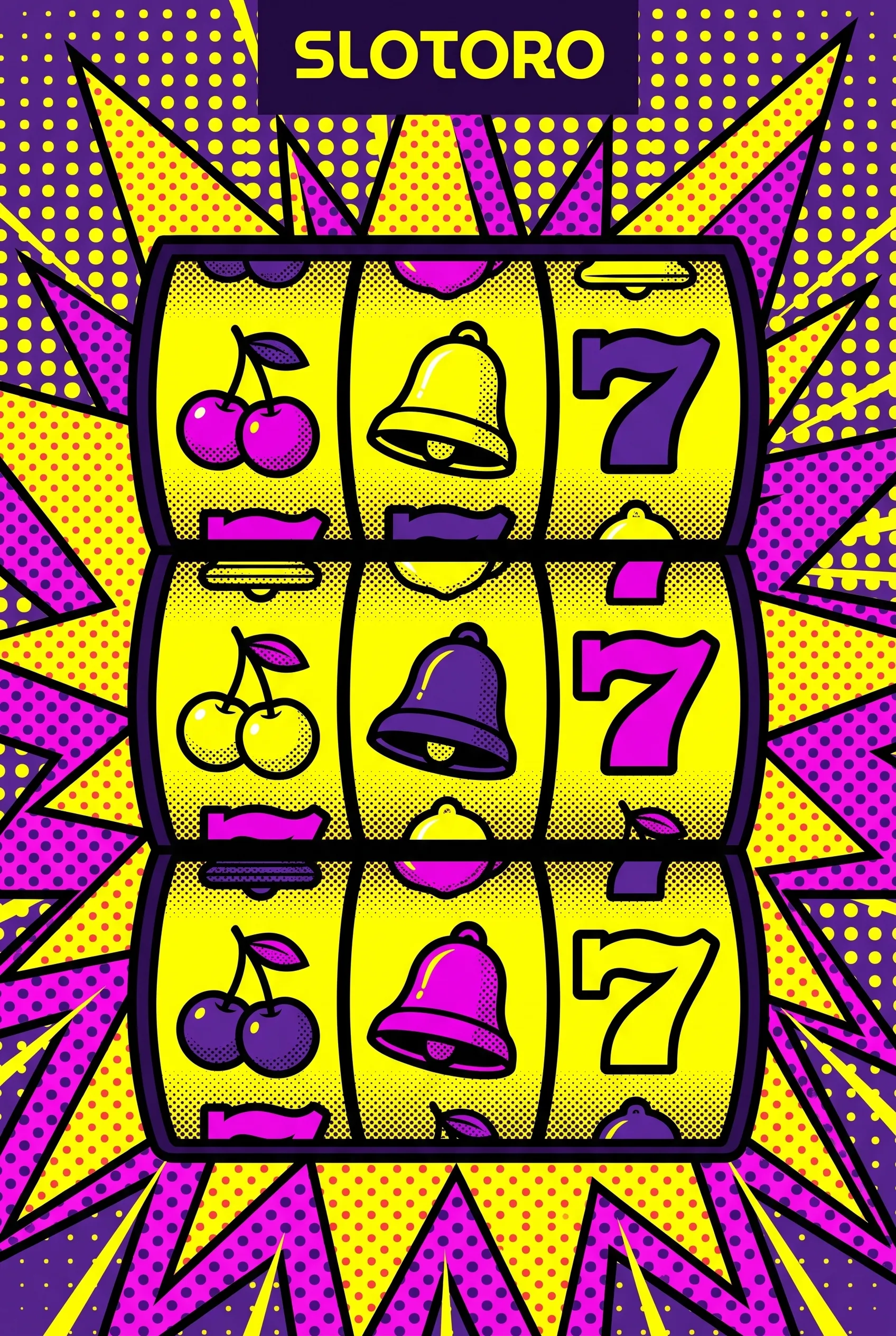 Slotoro nyerőgépek pop-art illusztrációja